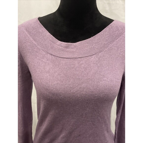 JACLYN SMITH Classic Silk Cashmere 3/4 Sleeve Lilac Knit Pullover Sweater Small - Picture 3 of 8